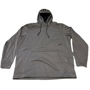 Under Armour Hoodie Jacket Mens XL Full Zip Logo Loose Coldgear Gray